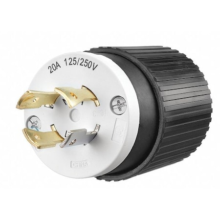 Bryant Locking Plug, L14-20P, 20 A, 125/250V AC, Single Phase, 3 Pole, Screw Terminals, Black, White 71420NP