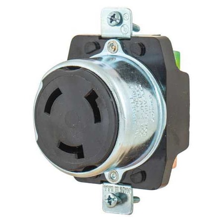 Bryant Locking Receptacle, Non-NEMA, 50 A, 250/600V AC, Three Phase, 3 Pole, Flush Mount, Screw Terminals 3769