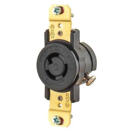 Bryant Locking Receptacle, L5-15R, 15 A, 125V AC, Single Phase, 2 Pole, Flush Mount, Screw Terminals 4710