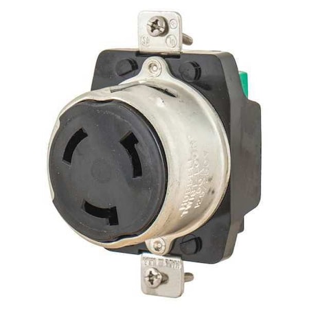 Bryant Locking Receptacle, Non-NEMA, 50 A, 125/250V AC, Single Phase, 3 Pole, Flush Mount, Screw Terminals 6369CR