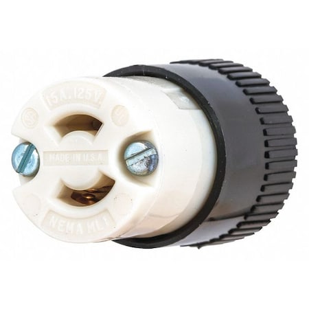 Bryant Midget Locking Connector, ML1-15R, 15 A, 125V AC, Single Phase, 2 Pole, Screw Terminals 7464N