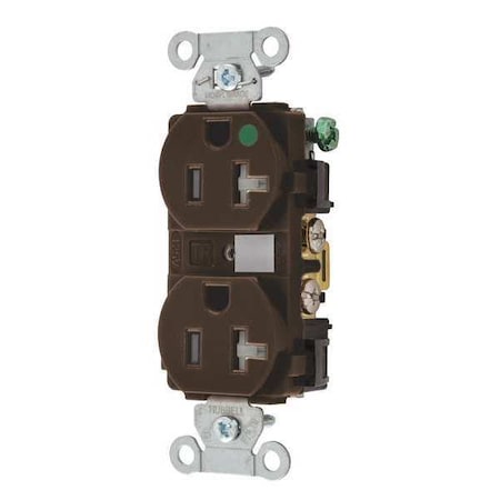 Bryant Straight Blade Receptacle, 5-20R, 20 A, 125V AC, 2 Pole, 3 Wire, Flush Mount, Grounded 8300HBTR