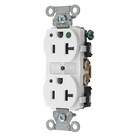 Bryant Straight Blade Receptacle, 5-20R, 20 A, 125V AC, 2 Pole, 3 Wire, Flush Mount, Grounded 8300HBWL