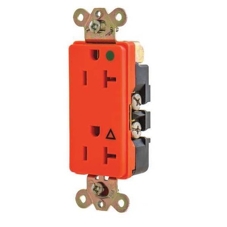 Bryant Straight Blade Receptacle, 5-20R, 20 A, 125V AC, 2 Pole, 3 Wire, Flush Mount, Isolated Ground 9300IG