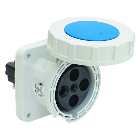 Bryant Watertight Pin & Sleeve Receptacle, 100 A, 250V AC, Three Phase, 3 Pole, IEC Grounding, Blue BRY4100R9W