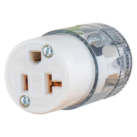 Bryant Straight Blade Connector, 5-20R, 20 A, 125V AC, 2 Pole, 3 Wire, Screw Terminals, Clear 8369T