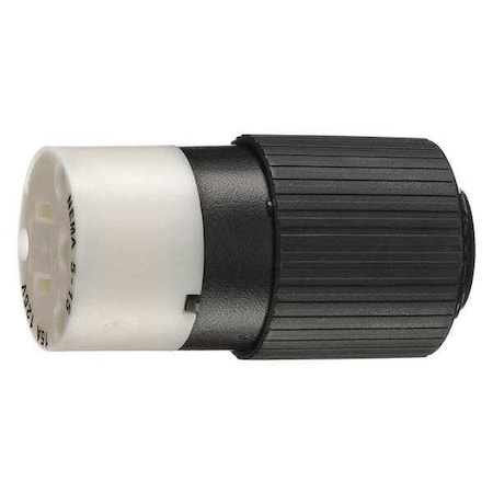 Bryant Straight Blade Connector, 5-15R, 15 A, 125V AC, 2 Pole, 3 Wire, Screw Terminals, Black, White BRY5269NC