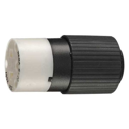 Bryant Straight Blade Connector, 6-20R, 20 A, 250V AC, 2 Pole, 3 Wire, Screw Terminals, Black, White BRY5469NC