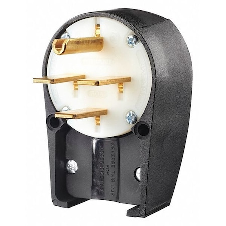 Bryant Straight Blade Plug, 15-30P, 30 A, 250V AC, 3 Pole, Screw Terminals, Grounded 8432ANPB