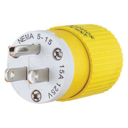 Bryant Straight Blade Plug, 5-15P, 15 A, 125V AC, 2 Pole, Screw Terminals, Grounded BRY5266NPCR