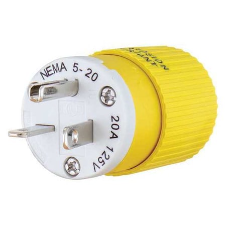 Bryant Straight Blade Plug, 5-20P, 20 A, 125V AC, 2 Pole, Screw Terminals, Grounded BRY5366NPCR
