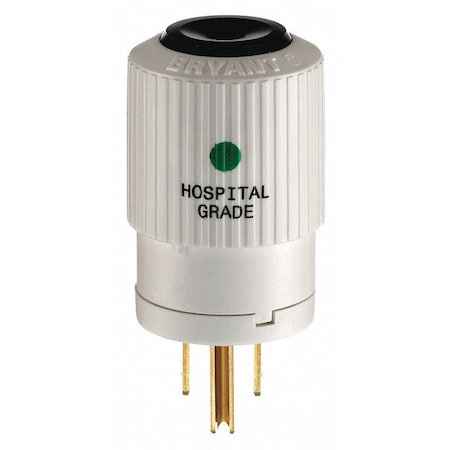 Bryant Straight Blade Plug, 5-15P, 15 A, 125V AC, 2 Pole, Screw Terminals, Grounded BRY8266NP