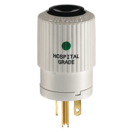 Bryant Straight Blade Plug, 5-20P, 20 A, 125V AC, 2 Pole, Screw Terminals, Grounded BRY8366NP