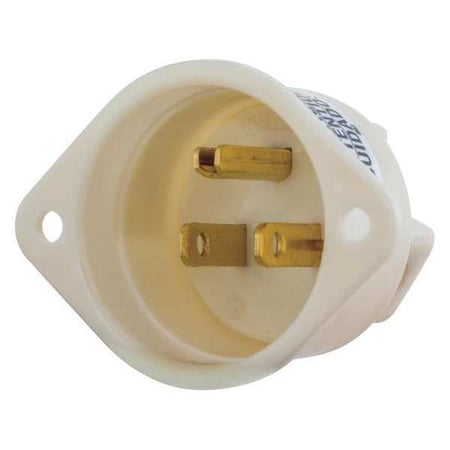 Bryant Straight Blade Plug, 15 A, 125V AC, 2 Pole, 3 Wire, Single, White 5278