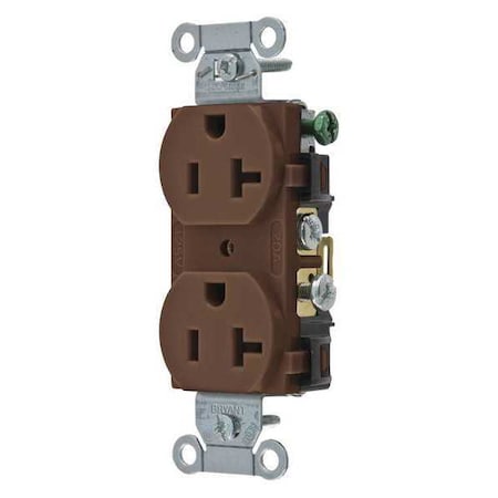 Bryant Straight Blade Receptacle, 5-20R, 20 A, 125V AC, 2 Pole, 3 Wire, Flush Mount, Grounded CRS20