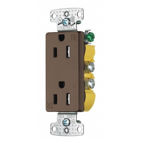 Bryant Straight Blade Receptacle, 5-15R, 15 A, 125V AC, 2 Pole, 3 Wire, Flush Mount, Self-Grounded RRD15STR