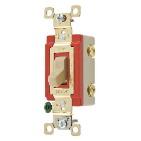 Bryant Wall Switch, Ivory, 20A, 1-Pole Switch 4901GLI