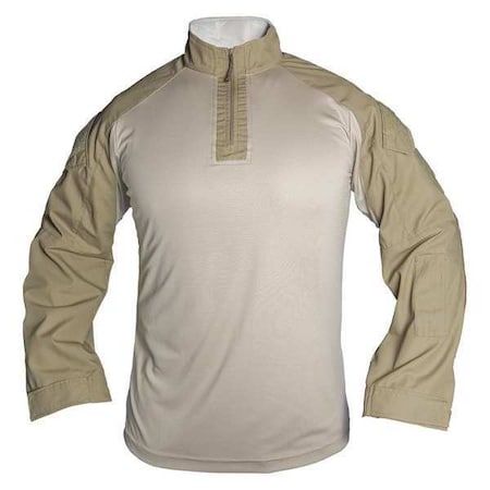 Tactical Shirt Long Sleeve, 35% Cotton, 65% Polyester, Zipper, Pocket(s),  Tan, S