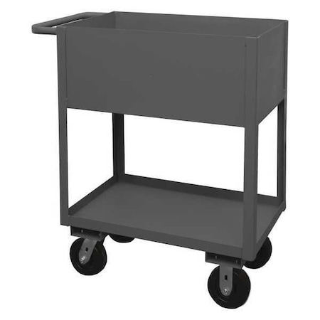 Zoro Select Utility Cart with Deep Lipped Metal Shelves, Steel, 3,600 lb Load Capacity, 2 Shelves, 36 in L RSC12-2436-2-3.6K-95