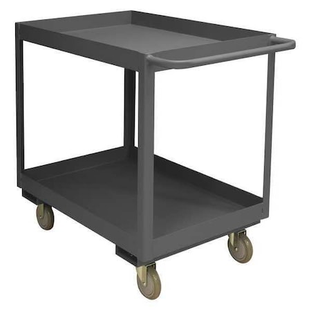 ZORO SELECT Utility Cart with Deep Lipped Metal Shelves, Steel, Flat, 2 Shelves, 3,600 lb RSC3-2448-2-3.6K-95