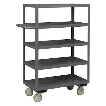 Zoro Select Utility Cart with Lipped Metal Shelves, Steel, 1,200 lb Load Capacity, 5 Shelves, 66 1/2 in L RSC-3060-5-95