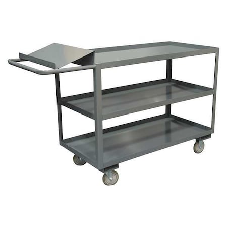 ZORO SELECT Order-Picking Utility Cart with Lipped Metal Shelves, Steel, Flat, 3 Shelves, 1,200 lb OPC-2448-3-95