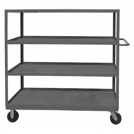 Zoro Select Utility Cart with Lipped Metal Shelves, Steel, 3,000 lb Load Capacity, 4 Shelves, 52 in L, 34 in H RSC-2448-4-3K-95