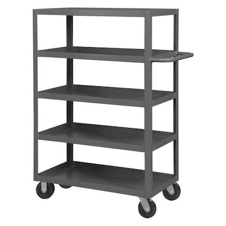 Zoro Select Utility Cart with Lipped Metal Shelves, Steel, 3,000 lb Load Capacity, 5 Shelves, 36 in L, 63 in H RSC-2436-5-3K-95