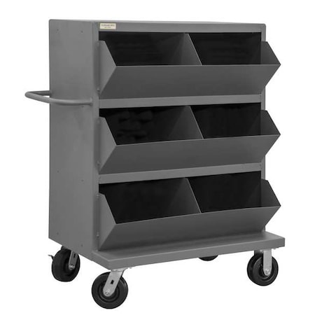 Zoro Select Steel Mobile Storage Bin, 24 in D x 49 1/4 in H x 36 in W, 4 Shelves, Gray MSB6-2036-95