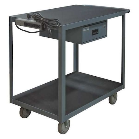 Zoro Select Instrument Cart with Flush Metal Shelves, Steel, 1,200 lb Load Capacity, 2 Shelves, 66 1/2 in L RSIC-2436-2-8PN-95