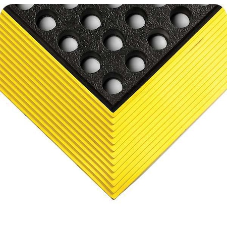 Wearwell Drainage Mat, Rubber, Smooth, 3 ft. W x 5 ft. L, Black with Yellow Border 476