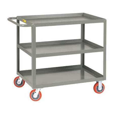Little Giant Utility Cart with Lipped Metal Shelves, Steel, 2,000 lb Load Capacity, 3 Shelves, 65 1/2 in L 3LGL-3060-6PY