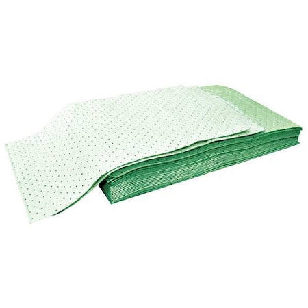 Spilfyter Sorbent Pad, 27 gal, 32 in x 36 in, Universal, Green, Polypropylene G-3236H