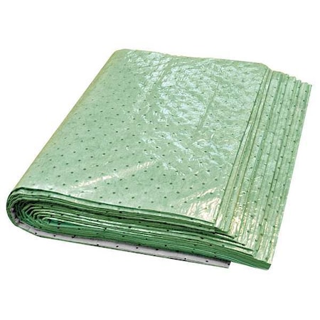 Spilfyter Sorbent Pad, Universal, 32 gal Vol Absorbed per Pkg, 32 in x 44 in, Green, Polypropylene, 30 PK G-3244H