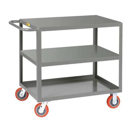 Little Giant Utility Cart with Flush Metal Shelves, Steel, 2,000 lb Load Capacity, 3 Shelves, 53 1/2 in L 3LG-2448-6PY