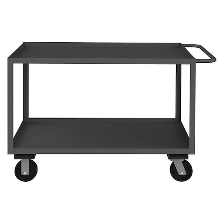 Zoro Select Utility Cart with Lipped Metal Shelves, Steel, 2,400 lb Load Capacity, 2 Shelves, 52 in L, 35 in H RSC-244836-2-6PU-95