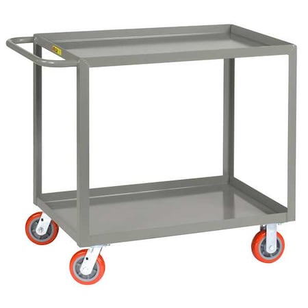 Little Giant Utility Cart with Lipped & Flush Metal Shelves, Steel, 2,000 lb Load Capacity, 2 Shelves, 30 in W LGL-3060-6PY