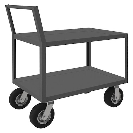 Zoro Select Low-Profile Utility Cart with Lipped Metal Shelves, Steel, 1,200 lb Load Capacity, 2 Shelves LDO-243641-2-8PN-ALU-95