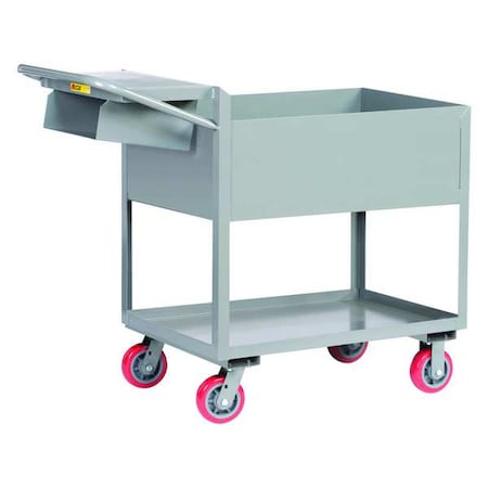 Little Giant Order-Picking Utility Cart with Deep Lipped Metal Shelves, Steel, 3,600 lb Load Capacity, 2 Shelves DS2448X126PYWSP