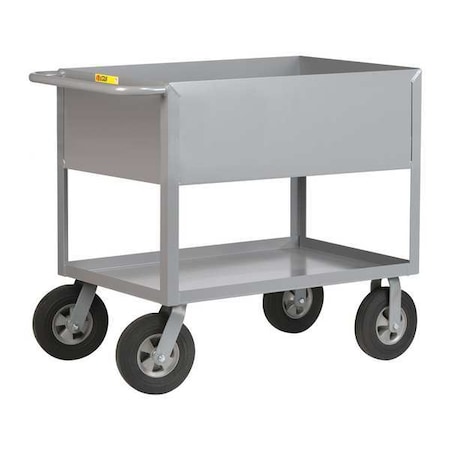 Little Giant Flat Handle Deep Shelf Utility Cart, Steel, 1200 lb Load Capacity, 2 Shelves, 42 in L, 24 in W DS2436X1210SR