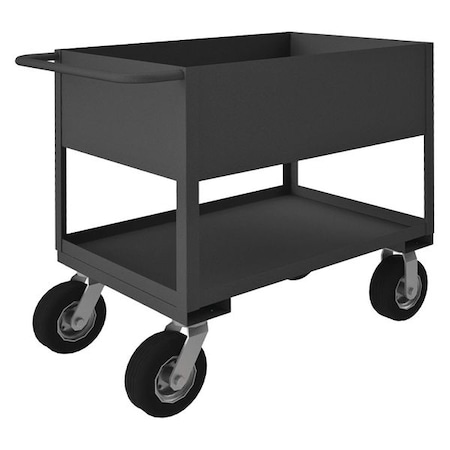 Zoro Select Utility Cart with Deep Lipped Metal Shelves, Steel, 1,200 lb Load Capacity, 2 Shelves, 36 1/2 in L RSC12-243636-2-8PN-95