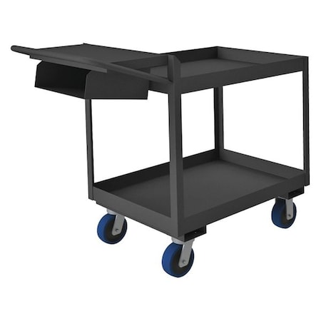 Zoro Select Order-Picking Utility Cart with Lipped Metal Shelves, Steel, 3,600 lb Load Capacity, 2 Shelves OPCP3FS-2436-2-6PU-95