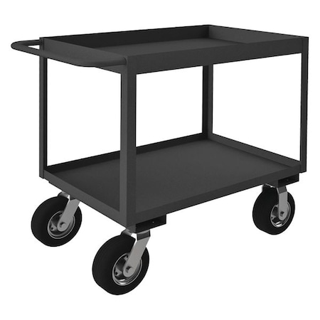 Zoro Select Utility Cart with Deep Lipped Metal Shelves, Steel, 1,200 lb Load Capacity, 2 Shelves, 36 1/2 in L RSC3-243636-2-8PN-95