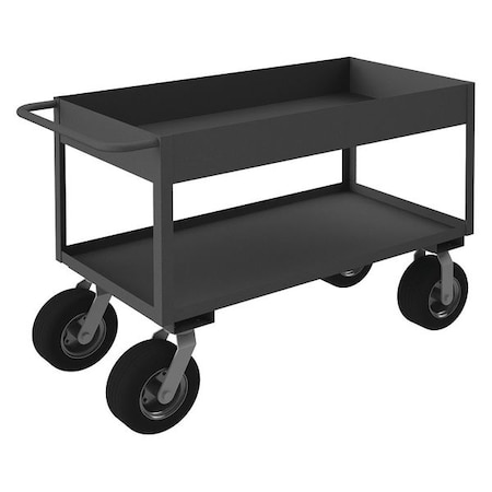 Zoro Select Utility Cart with Deep Lipped Metal Shelves, Steel, 1,200 lb Load Capacity, 2 Shelves, 42 1/4 in L RSC6-243636-2-10SPN-95