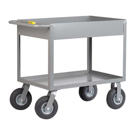 Little Giant Utility Cart with Deep Lipped Metal Shelves, Steel, 1,200 lb Load Capacity, 2 Shelves, 53 1/2 in L DS-2448-X6-9P