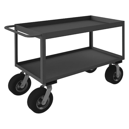 Zoro Select Utility Cart with Deep Lipped Metal Shelves, Steel, 1,200 lb Load Capacity, 2 Shelves, 52 in L RSC3-244836-2-10SPN-95