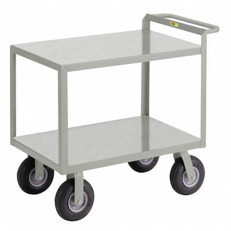 Little Giant Utility Cart with Flush Metal Shelves, Steel, 1,200 lb Load Capacity, 2 Shelves, 53 1/2 in L G-2448-9P
