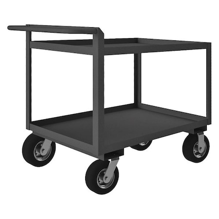 Zoro Select Utility Cart with Lipped Metal Shelves, Steel, 1,500 lb Load Capacity, 2 Shelves, 54 1/2 in L RSCR243638ALU8PN95
