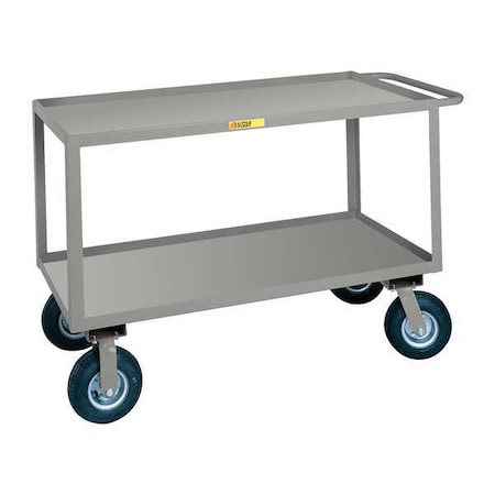 Little Giant Utility Cart with Lipped Metal Shelves, Steel, 1,200 lb Load Capacity, 2 Shelves, 53 1/2 in L GLF-2448-9P