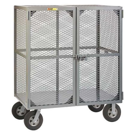 Little Giant Dual-Latch Welded Mesh Security Cart with Fixed Shelves, 1,500 lb Capacity, 33 in W x 49 in L x SCN-3048-10SR